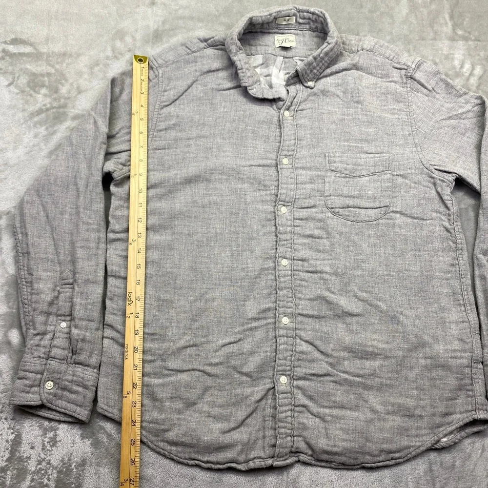 J Crew Slim Fit Button Down Shirt Gray Cotton Long Sleeve Mens XL Preppy‎ Retro